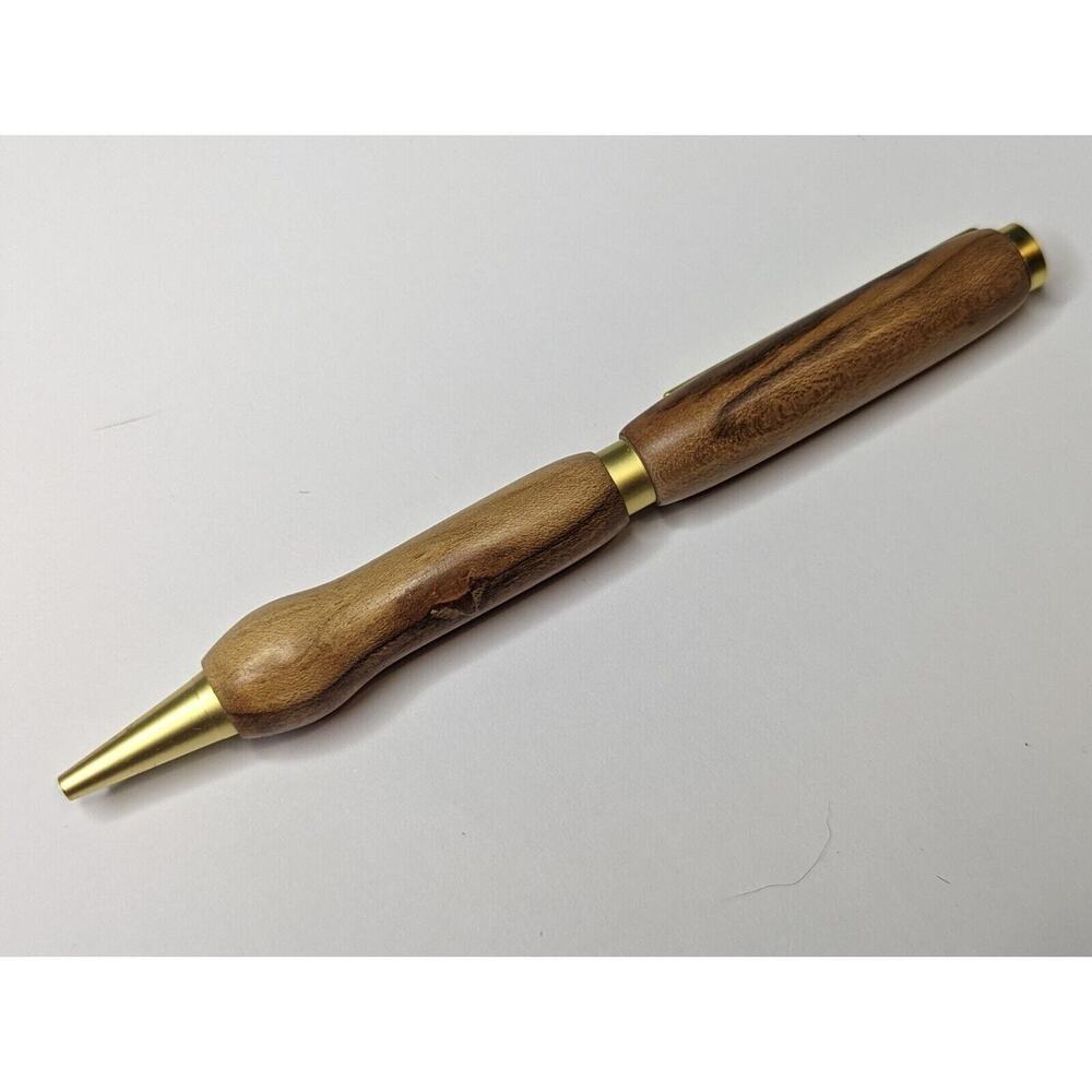 Slimline Twist Pen Satin Gold‎ Finish Spalted Maple Body Hand Turned Pen
